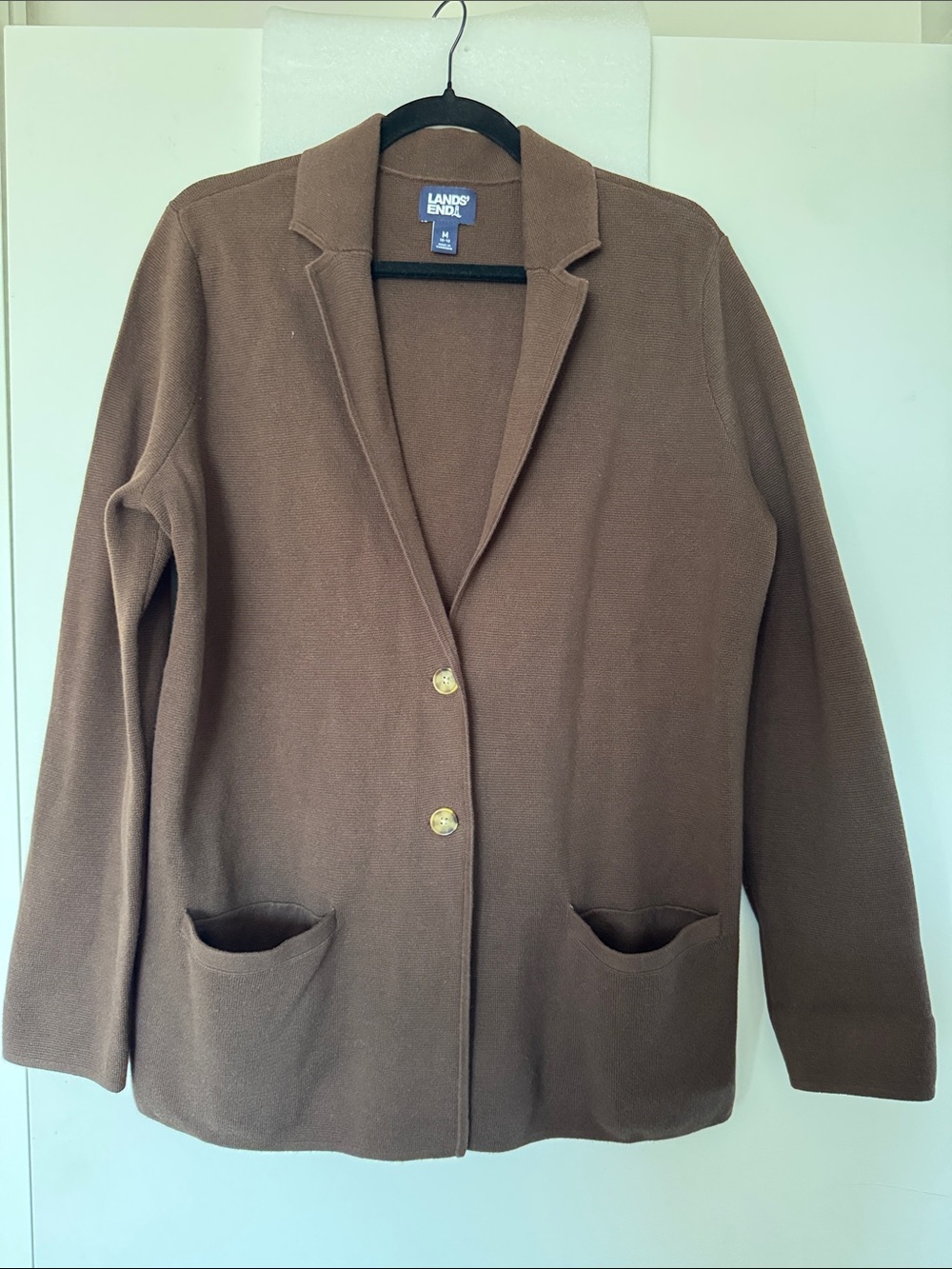 Lands' End Brown Knit Blazer